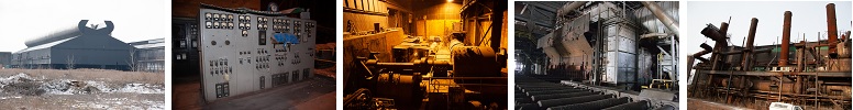 A line of photos from the McLouth steel mill of Trenton MI
